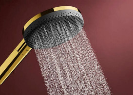Ручной душ на штанге Hansgrohe Raindance Alive Select S 65 см 3 режима EcoSmart золото 24602990