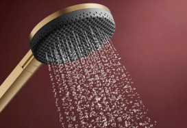 Ручний душ на штанзі Hansgrohe Raindance Alive Select S 90 см 3 режими EcoSmart бронза 24603140