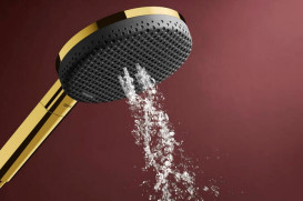 Ручной душ на штанге Hansgrohe Raindance Alive Select S 90 см 3 режима EcoSmart золото 24603990