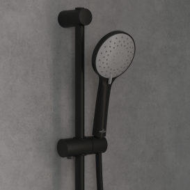 Ручной душ на штанге Villeroy & Boch Universal Showers 3-режимный матовый черный TVS109004000K5