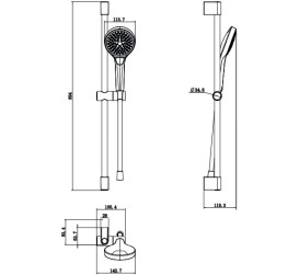 Ручной душ на штанге Villeroy & Boch Verve Showers матовый никель TVS10900700064
