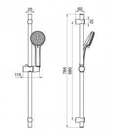 Ручний душ на стійці Devit латунь/пластик хром 11100SE