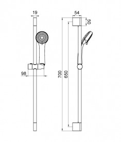 Ручний душ на стійці Devit нержавіюча сталь/пластик хром 10270SE