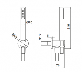 Ручной душ Treemme Ran с выходом и шлангом хром 2705CC74