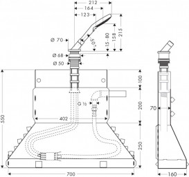 Врізний ручний душ на борт ванни Hansgrohe Axor шліфований нікель 19418820