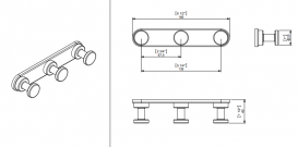 Гачок для ванної Sonia Tecno Project Black потрійний чорний матовий 176762