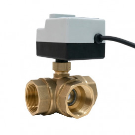 Шаровой клапан Tervix Pro Line ORC 3-way 3-ходовой н/з 1/2'' DN15 с электроприводом латунь 202012