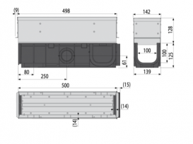 Щілинний дренажний канал AlcaPlast 100 мм із симетричною надставкою з нержавіючої сталі С250 AVZ101S-R323R