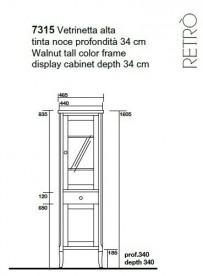Шкаф-пенал с витриной Kerasan Retro деревянный орех 731540