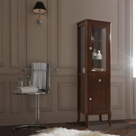 Шкаф-пенал с витриной Kerasan Retro деревянный орех 731540