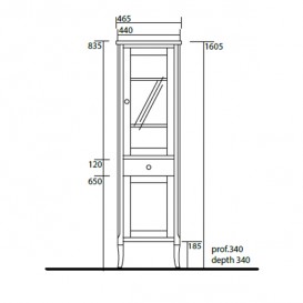 Шафа-пенал з вітриною Kerasan Retro дерев'яний бордо 731553