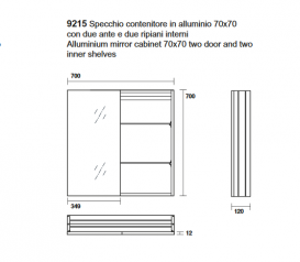 Шкаф зеркальный подвесной Kerasan Nolita 70х70 см алюминий 921501
