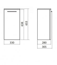 Шафка бічній Kolo Nova Pro 33х65.3 см сірий ясен 88437000