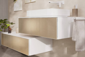 Шафка для ванної Hansgrohe Xevolos E підвісна 118х55,5 см матовий білий/візерункова бронза 54325390