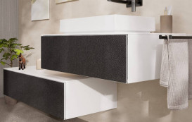 Шкафчик для ванной Hansgrohe Xevolos E подвесной 118х55,5 см матовый белый/текстиль темно-серый 54325660