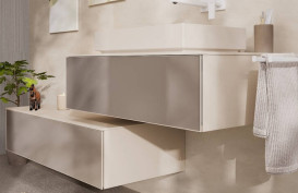 Шафка для ванної Hansgrohe Xevolos E підвісна 118х55,5 см пісочно-бежевий матовий/пісочно-бежевий 54326790