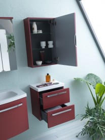 Шафка для ванної Kolpa-san Adele A 712/20 підвісна 45х71. 2 см ДСП з 3D плівкою червоний матовий 528740