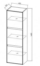Шафка для ванної Kolpa-san Donna D 1453 підвісний 45х145 см МДФ чорний/білий 528890