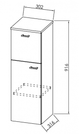 Шафка для ванної Kolpa-san Fiona F 921 підвісна 30.2х91.6 см ДСП з покриттям з ПВХ білий 507770