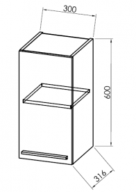 Шафка для ванної Kolpa-san Jolie J 602 підвісна 30х60 см ДСП з ПВХ-плівкою сатин дуб 529270