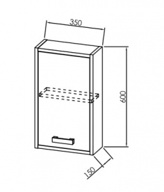 Шафка для ванної Kolpa-san Sara S 602/15 підвісна 35х60 см ДСП темний текстурний 507890