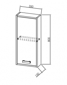Шафка для ванної Kolpa-san Sara S 802/15 підвісна 35х80 см ДСП темний текстурний 508210