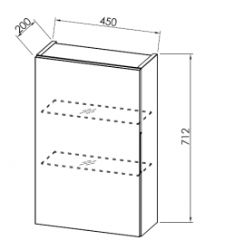Шафка для ванної Kolpa-san Tara T/A 712/20 підвісна 45х71.2 см ДСП з 3D плівкою сатин дуб 510740