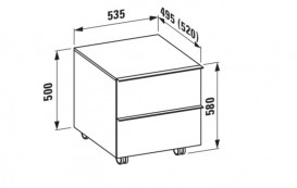 Шкафчик для ванной напольный Laufen Space 53,5x49,5x58 см на колесиках HPL светлый орех H4111921601011