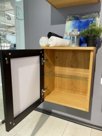 Шафка для ванної підвісної Fancy Marble Meloria Glass 42х30 см петлі зліва шпон/скло 31205013610