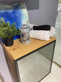 Шафка для ванної підвісної Fancy Marble Meloria Glass 42х30 см петлі зліва шпон/скло 31205013610