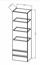 Шкафчик для ванной подвесной Kolpa San Alexis A 1461 450x1460x320 мм МДФ темный бетон 547280