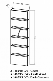 Шафка для ванної підвісна Kolpa San Alexis A 1462/15 450x1460x150 мм дзеркальні дверцята МДФ дерево 547340