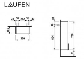Шафка для ванної підвісної Laufen Base 35х18,5 см петлі зліва МДФ сірий H4026011102661