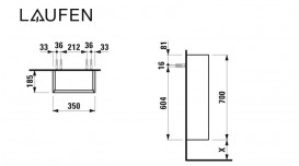 Шкафчик для ванной подвесной Laufen Base 35х18,5 см петли справа ДСП темно-коричневый вяз H4026121102631