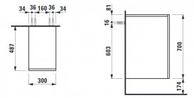 Шафка для ванної підвісної Laufen Kartell 30х48,7х70 см петлі зліва МДФ сіра галька H4082710336411