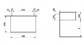 Шкафчик для ванной подвесной Laufen Space 78,9x51,8x24,9 см HPL светлый орех H4111611601011