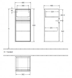 Шкафчик для ванной Villeroy & Boch Antheus 40х40 см петли справа МДФ черный ясень B06701PW