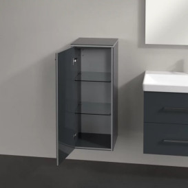 Шкафчик для ванной Villeroy & Boch Avento 35х40,4 см петли слева МДФ с акриловым покрытием стекло серое A89500B1