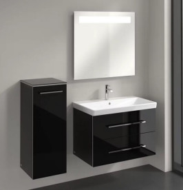 Шафка для ванної Villeroy & Boch Avento 35х40,4 см петлі зліва МДФ з акриловим покриттям скло чорне A89500B3