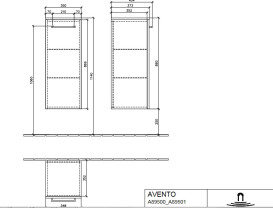 Шкафчик для ванной Villeroy & Boch Avento 35х40,4 см петли справа МДФ с акриловым покрытием стекло серое A89501B1