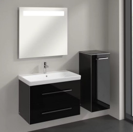 Шкафчик для ванной Villeroy & Boch Avento 35х40,4 см петли справа МДФ с акриловым покрытием стекло черное A89501B3