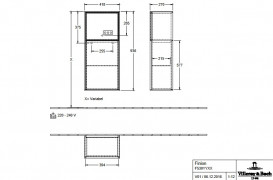 Шафка для ванної Villeroy & Boch Finion 41,8х93,6х27 см петлі праворуч з підсвічуванням МДФ пісок матовий лак/білий матовий лак F530MTHH