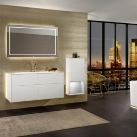 Шкафчик для ванной Villeroy & Boch Finion 41,8х93,6х27 см петли слева с подсветкой МДФ белый матовый лак/глянцевый белый лак  F540GFMT