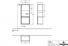 Шкафчик для ванной Villeroy & Boch Finion 41,8х93,6х27 см петли справа с подсветкой МДФ темно-синий матовый лак/пион матовый лак  F550HBHG