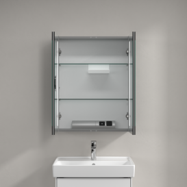 Шкафчик для ванной Villeroy & Boch My View 14 60x75 см с подсветкой алюминий/зеркало A4206000