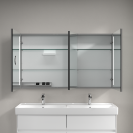 Шафка для ванної Villeroy & Boch My View 14 130x75 см з підсвічуванням алюміній/дзеркало A4241300