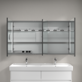 Шкафчик для ванной Villeroy & Boch My View 14+ 130x75 см с подсветкой алюминий/зеркало A4331300