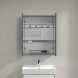 Шафка для ванної Villeroy & Boch My View 14+ 60x75 см з підсвічуванням алюміній/дзеркало A4336000