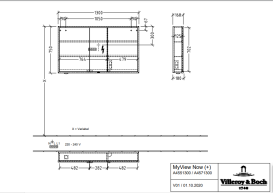Шафка для ванної Villeroy & Boch My View Now 130x75 см з підсвічуванням алюміній/дзеркало A4551300