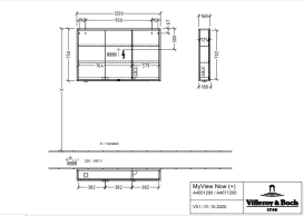 Шафка для ванної Villeroy & Boch My View Now 120x75 см з підсвічуванням алюміній/дзеркало A4551200